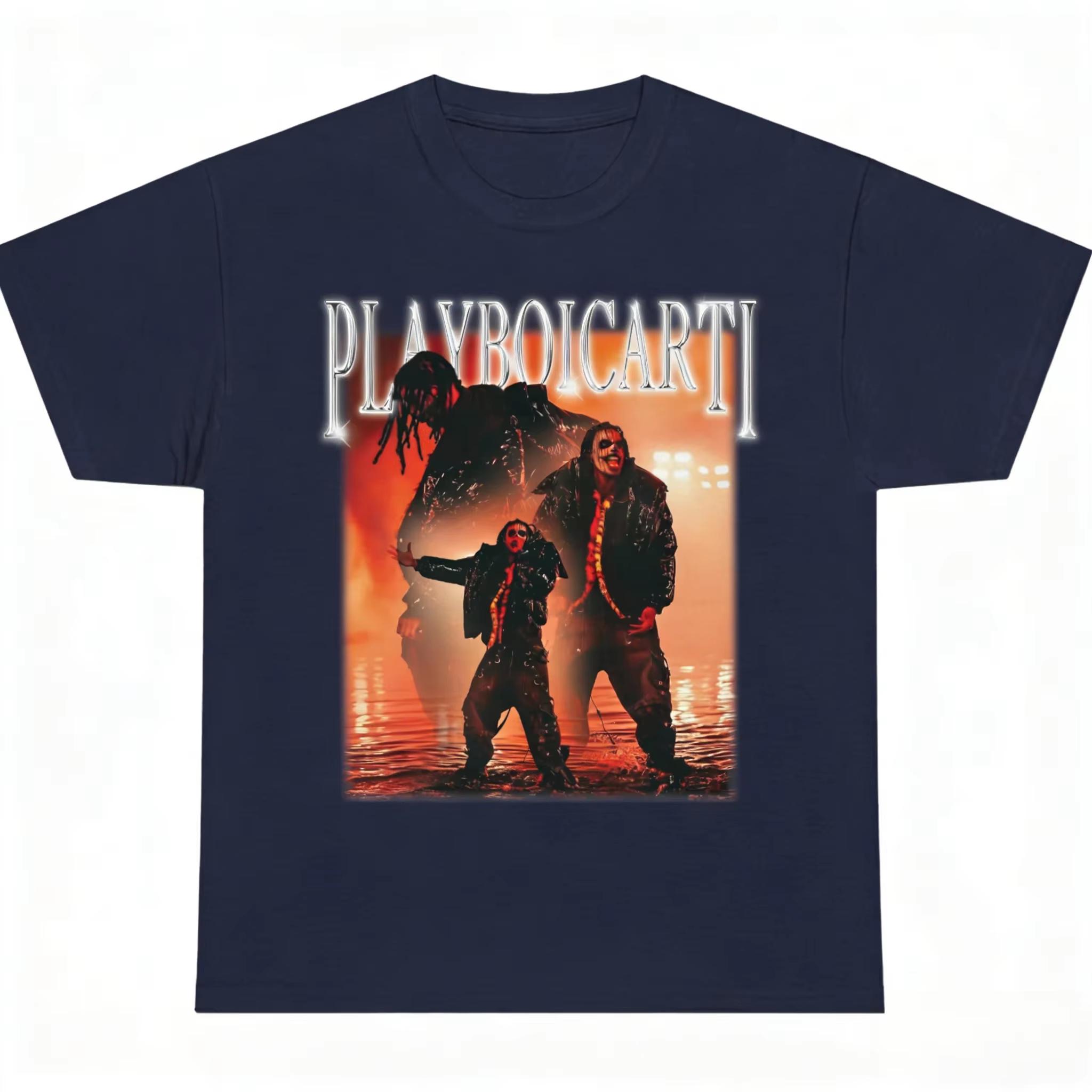 

Playboi Carti Tour album graphics 100Cotton shirt unisex Y2k Retro hiphop Style 2026 Summer Mens Short sleeve Tshirt fan gift M