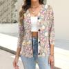 Women's Fashion Casual Print Button-down Shirt 3/4  Sleeve Tops
