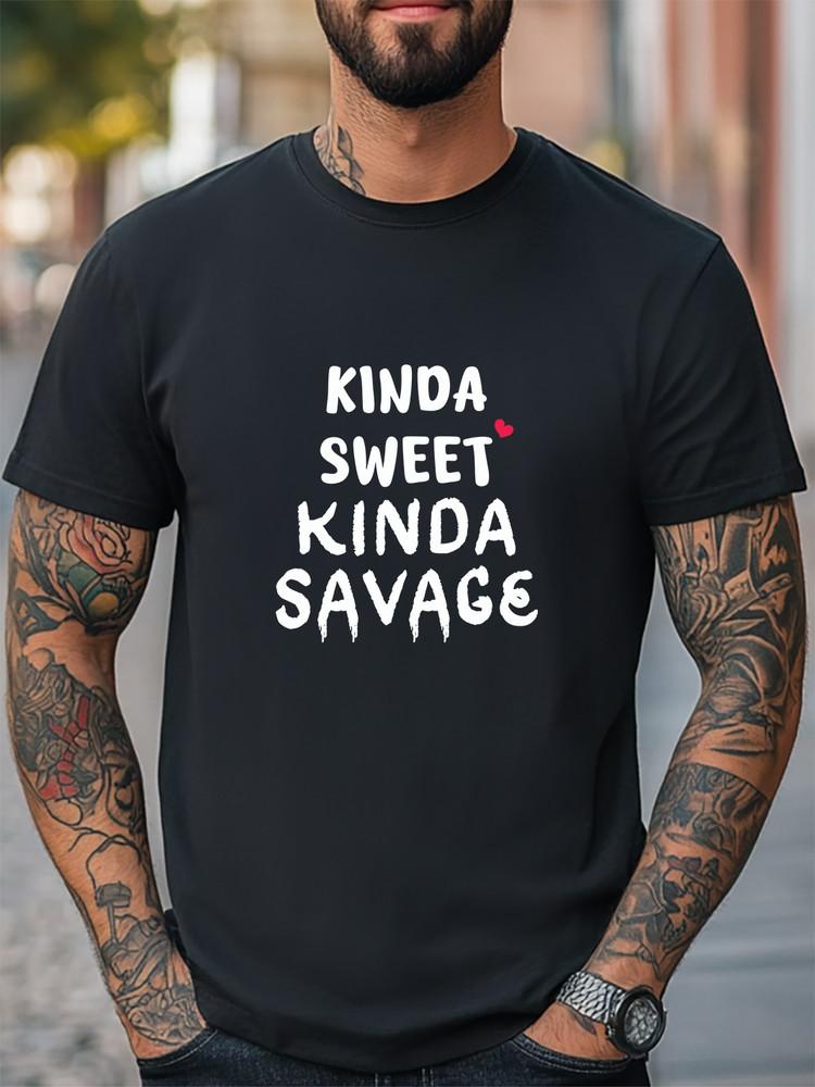 Kinda Sweet Kinda Savage Graphic Unisex T-Shirt Women Men Trendy Tee Casual Tee Unisex T-Shirt L