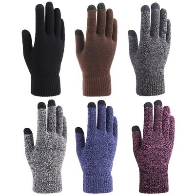 New Warm Knitted Gloves for Men and Women Autumn and Winter Plus Velvet Thickened Wool Touch Screen Gloves for Protection and Slip Protection