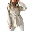 Lightweight Windbreaker Jacket for Women Zip Up Hoodie with Snap Buttons Waist Drawstring Windproof Outwear