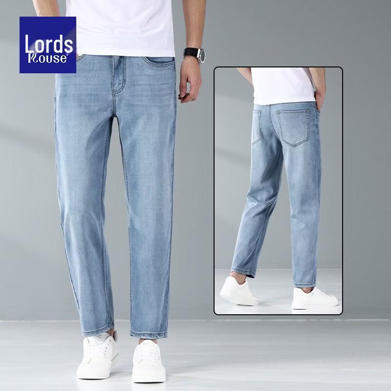Loze Men's Tencel Cool-Feel Straight Cropped Jeans