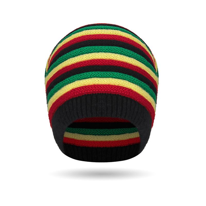 Muži Ženy Podzim Zima Barevná Pruhovaná Vlněná Čepice Duhová Pletená Teplá Čepice