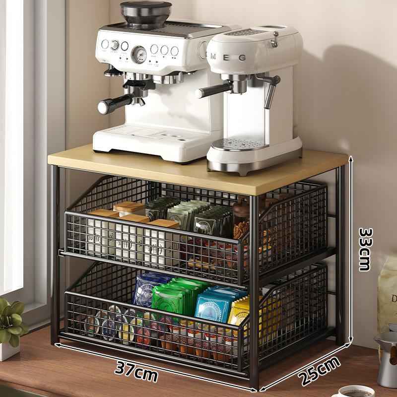 Countertop Microwave Oven Rack with Drawer for Kitchen Appliances
