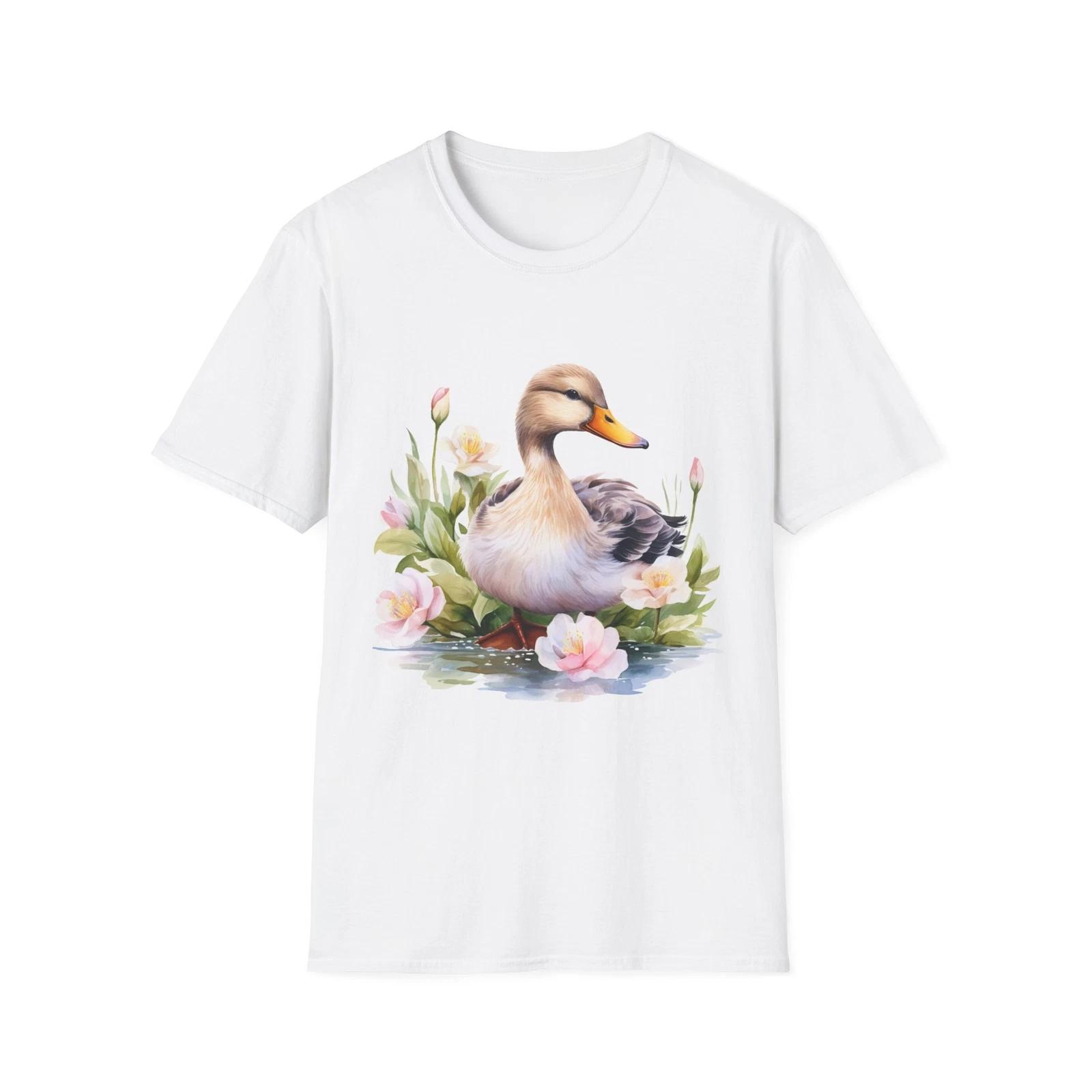 Floral Duck Unisex T-Shirt, Cute Animal Tee, Spring Fashion, Gift for Nature 3XL