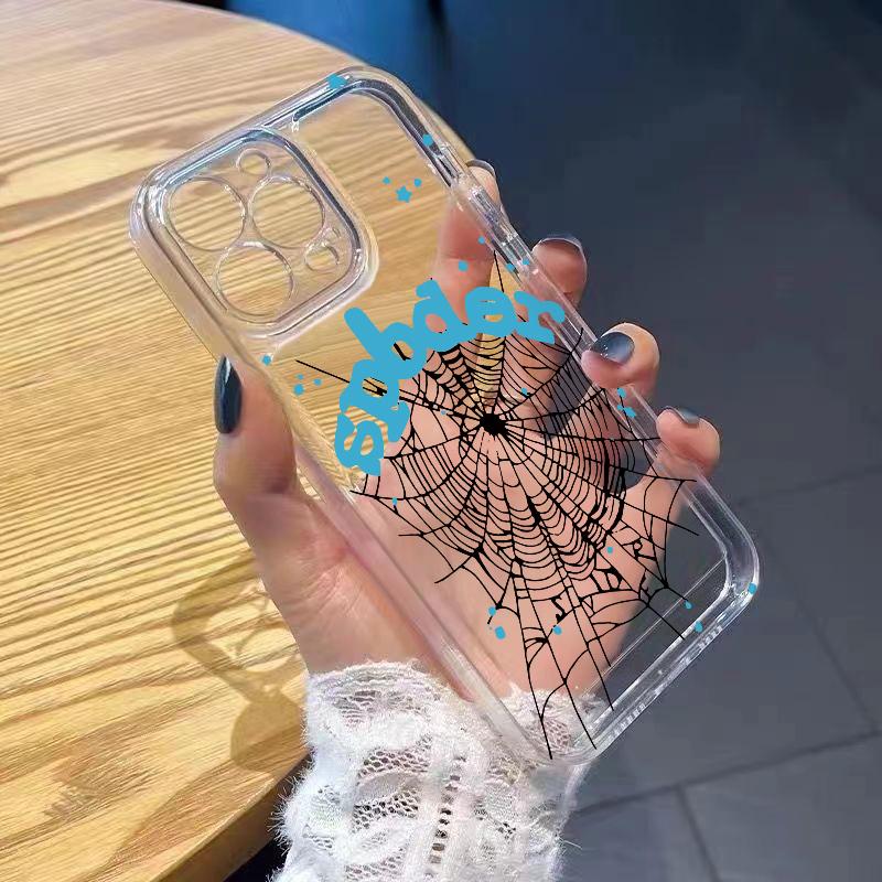 

Phone Case For iPhone 17 Air 16 15 14 11 Pro Max Plus 13 12 Mini Xs XR 8 7 Soft TPU Cover Coque Accessorry Spider Web Pattern iphone 16 Pro