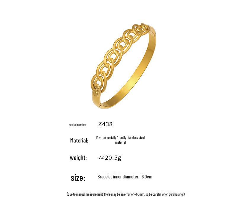 18K Gold-Plated Geometric Zirconia Bracelet with Stainless Steel Buckle