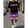 Men's Short-sleeved Short Pants 3D Trendy Fashion Print 2-piece Set