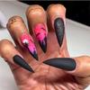 24Pcs Dark Punk Skeleton Long Coffin Ballet Press On Nails Reusable Fake Nail Kit Artificial Acrylic Tips