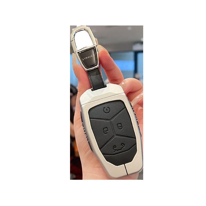 Schlüsseletui für 2025 Lynk & Co 06, 2023 Lynk & Co 03/01, New Energy 05 und 09 – Metall-Leder-Schale mit Schnalle