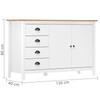Hill Sideboard in Weiß 130 x 40 x 80 cm Massives Kiefernholz