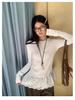 Women's Slim Fit White Lace Patch Long Sleeve T-Shirt - 2026 Spring/Autumn Collection