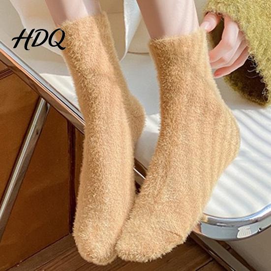 Gemütliche Plüsch Thermo-Strumpfhosen Verdickte Imitation Nerz Samt Socken für Damen Weiche Socken Winter Strapazierfähig Waschbar Warm Einfarbig Zuhause Innen