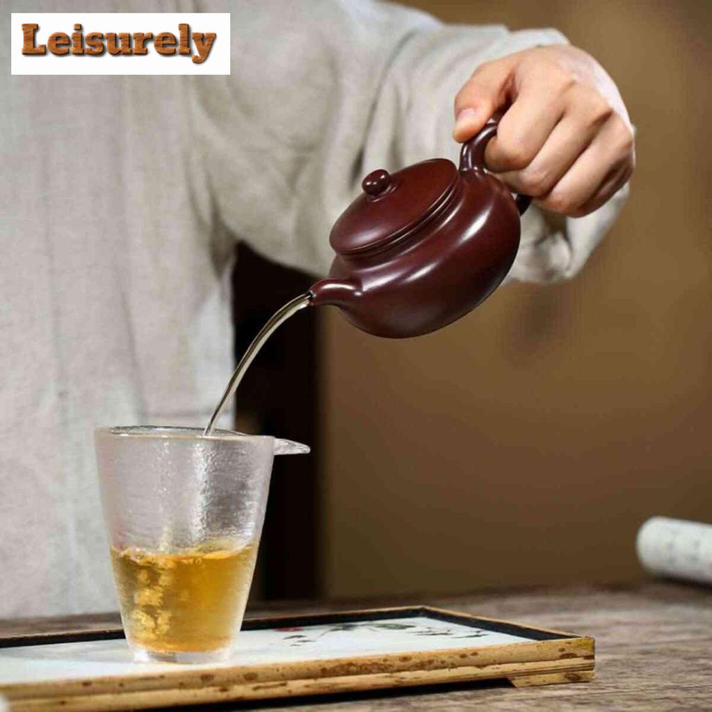 210ml Antique Yixing Purple Clay Teapots Handmade Antique Pot Raw Ore Purple Zhu Mud Tea Maker Kettle Chinese Zisha Teaset Craft