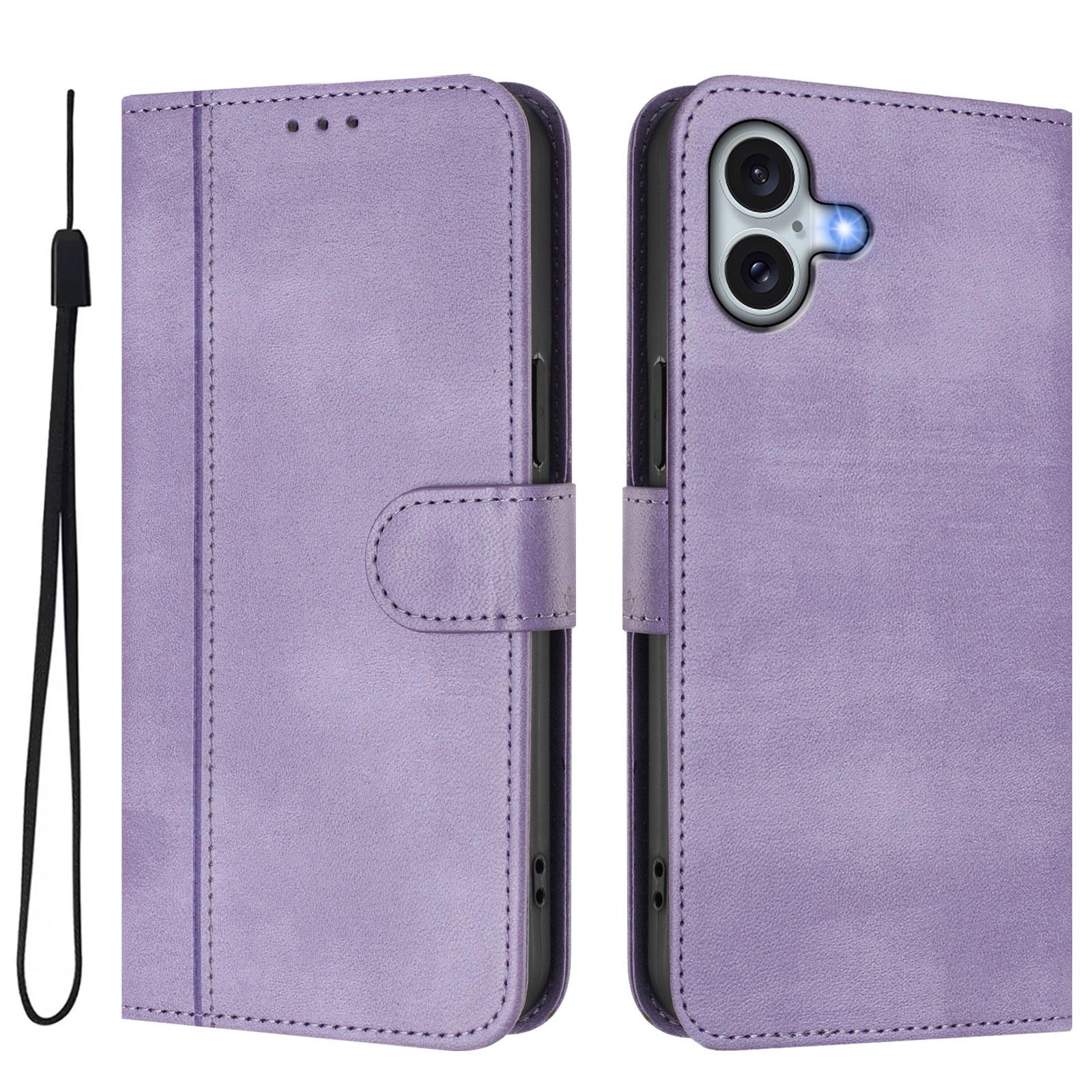

For iPhone 16 Plus Cases Wallet Stand Retro Texture Leather Phone Cover with Lanyard G