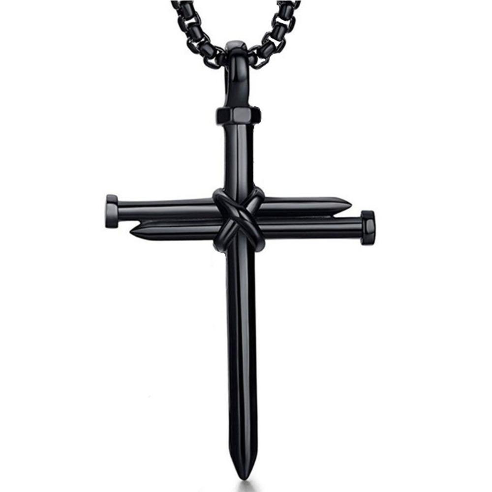 

Europe and America Hip-Hop Men s Trendy Stainless Steel Chain Cross Pendant Necklace Punk Rock Style Accessory