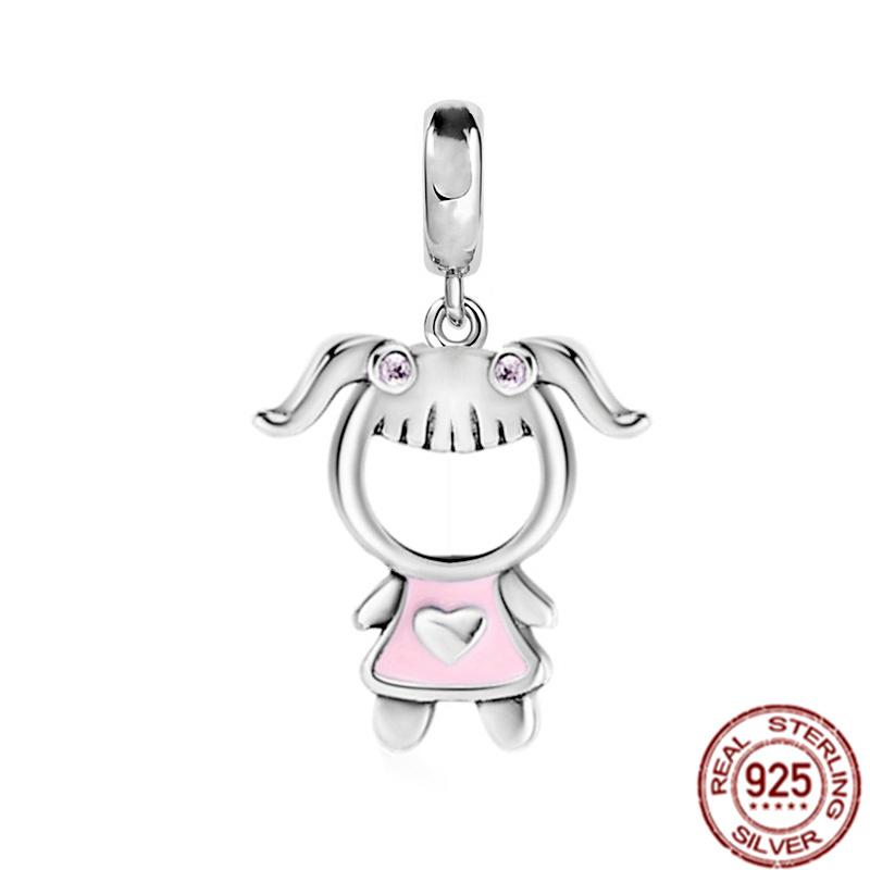 Het försäljning S925 Sterlingsilver Pojke- Flicka-Tonåring & Prinsesskrona Prins Hängberlock Smycken Pärlor Passar Original Armband