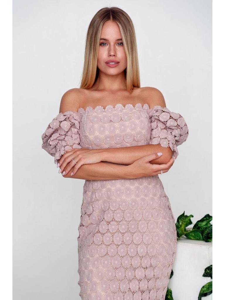 2022 Lace Midi Dress: Elegant, Solid Color, Mid-Waist, Bandeau, Three Colors Available