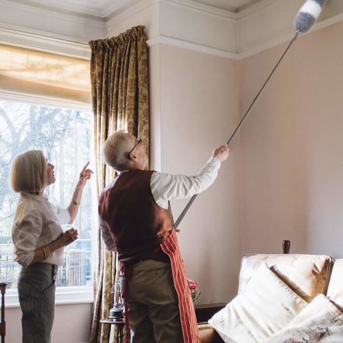 2-in-1 Teleskop-Reinigungsmopp, Ausziehbar bis 250 cm, Hochgeschwindigkeit ??Reinigung, Staubentfernung, Praktischer Mopp für hohe Stellen, 360° flexibler Moppkopf mit Mikro