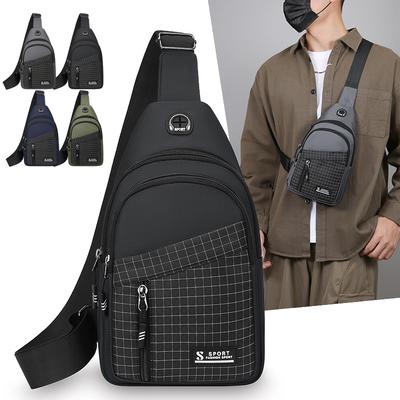 Chest Bag Men's Water-repellent Crossbody Bag Outdoor Large Capacity Multi-layer Shoulder Bag