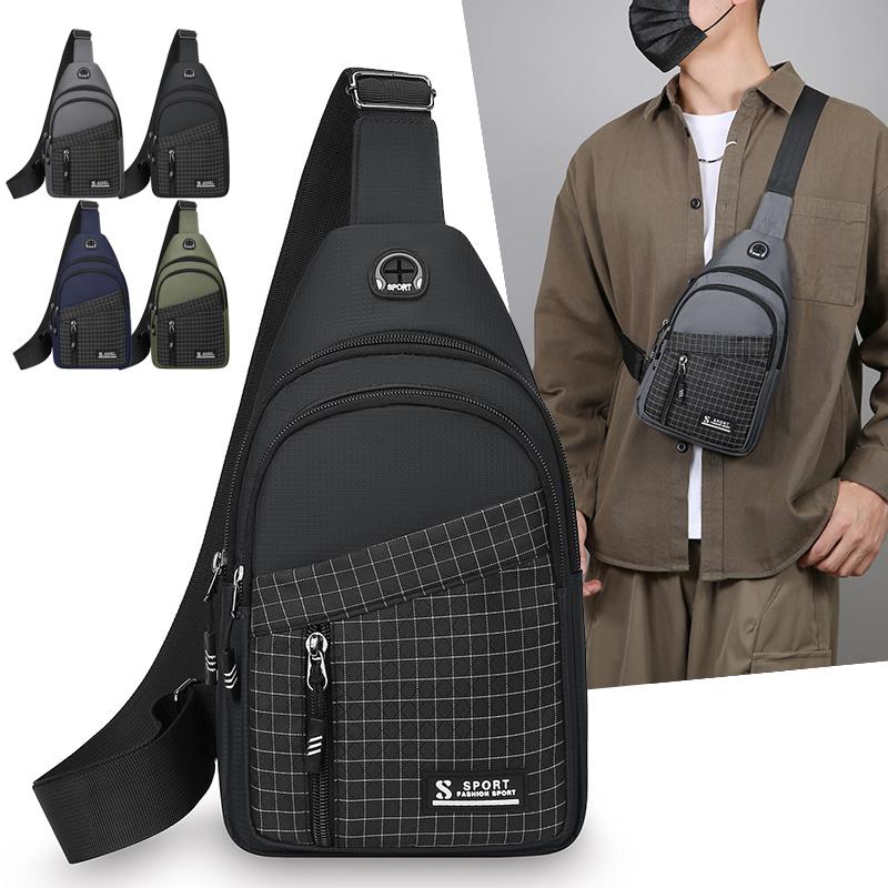 Chest Bag Men's Water-repellent Crossbody Bag Outdoor Large Capacity Multi-layer Shoulder Bag