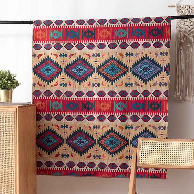 Ethnic Yarn-Dyed Jacquard Fabric Thicken Geometric Stripe Fabric DIY Sofa Tablecloth Bag Clothing Background Decorative Cloth