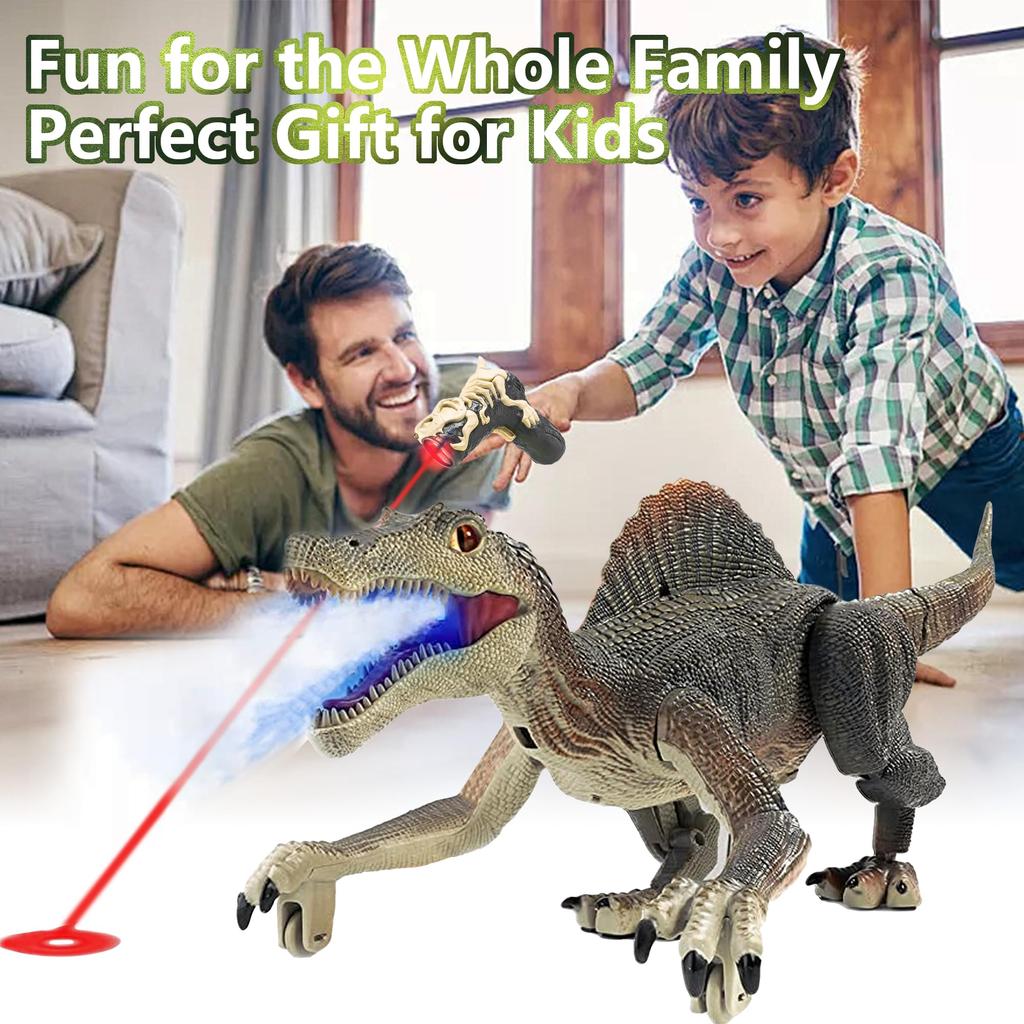 This Upgraded Dinosaur Remote Control Toy Is Suitable for Children Aged Featuring a Lamp Tracking Automatic Spray Function and Realistic RC Driving