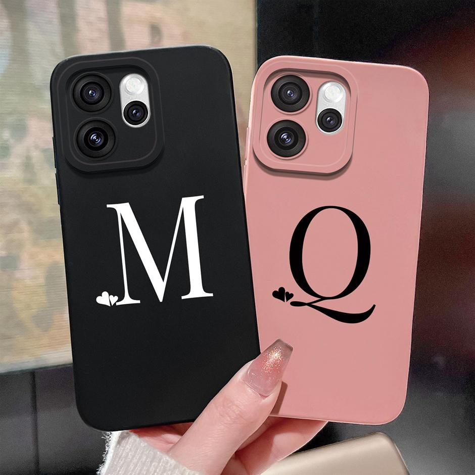 For Oppo Reno15 F Pro Case Simplicity Heart 26 Letters Shockproof Soft Liquid Silicone Cover For OppoReno15 15Pro Reno15F Fundas