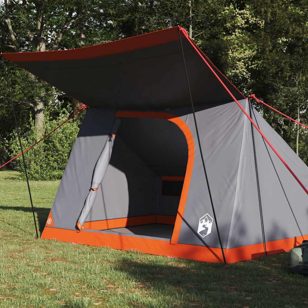 Camping Tent with Roof in Grey and Orange 223 x 163 x 130 cm Taffeta