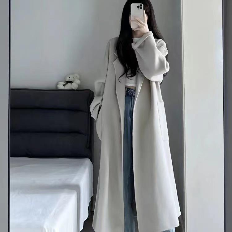 Women s Mid-Length Woolen Coat - High-End Gray, Autumn/Winter 2025, Korean Style Medium