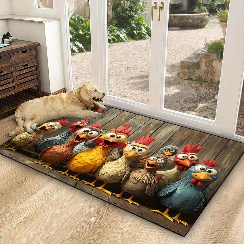 1Pcs Anti Fatigue Kitchen Rugs, Cartoon Chicken Print Waterproof Non-Slip Thick Cushioned Kitchen Mat Heavy Duty Comfort Standing Mat for Kitchen