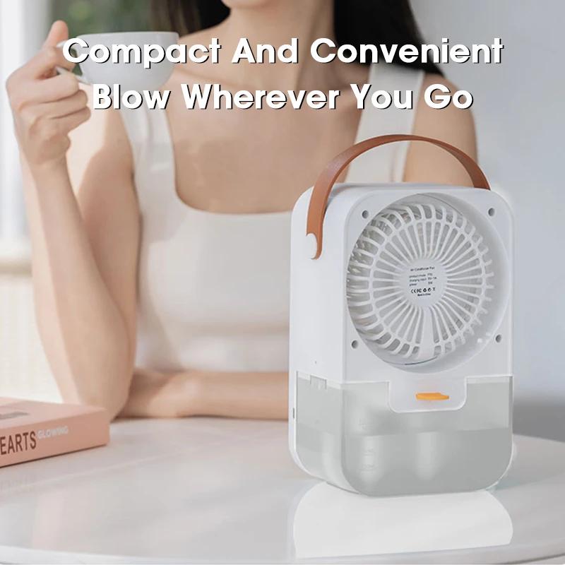 Mini Portable Fan 4 Speed 2 Humidifying Spray Mode Water Fan Summer USB Charging Air Condition Handheld Fan Outdoor Camping Home