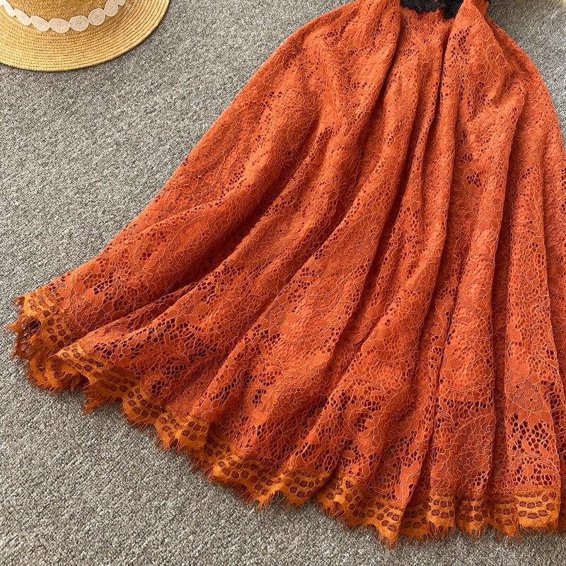 RUGOD 2025 Léto Nový Design Smysl pro Prémiovost Smysl pro Menšinu Francouzské Retro Duté Krajkové Výšivky Šaty Princeznovské Vílí Šaty