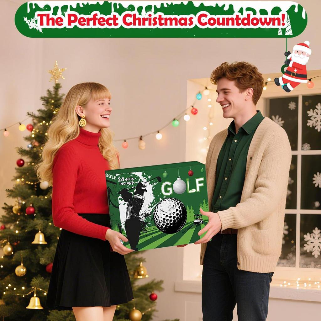 Countdown-Kalender 24 Tage Weihnachten Adventskalender Mit Golfbällen Tees Andenken Heimdeko Für Geburtstag Feiertag Vatertag Büro