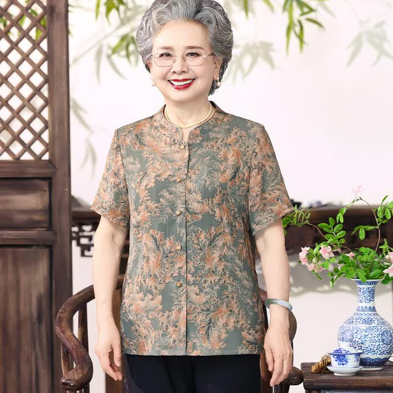 Elderly Women s New Chinese Style Brocade Blouse 5XL