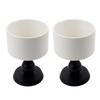 2Pcs Delicate Wood Dessert Bowls Retro Tall Candlestick Stand Vintage Ceramic Goblets  Restaurant