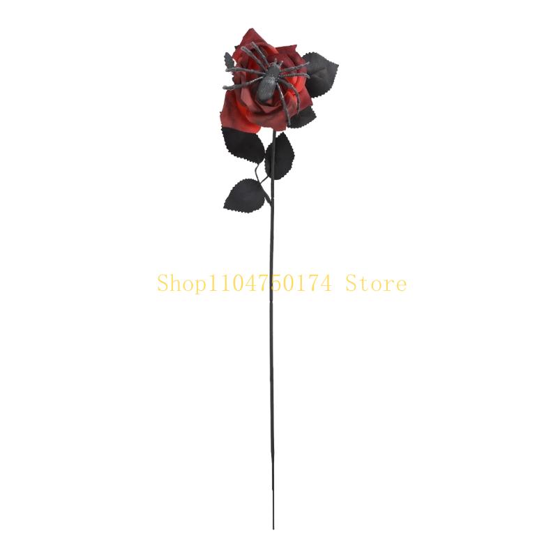 Black Spiders Artificial Rose Flower Stem For Gothics Wedding Party Centerpieces top sale