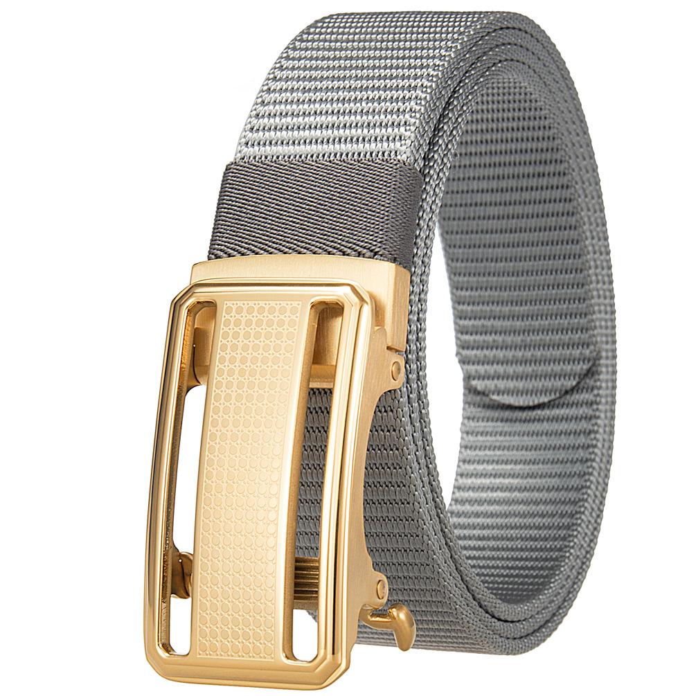 1Pcs Fashion Nylon Braided Belt Men, Button Head Front Switch Toothless Stainless Steel Buckle 3.5Cmly36-61931-3