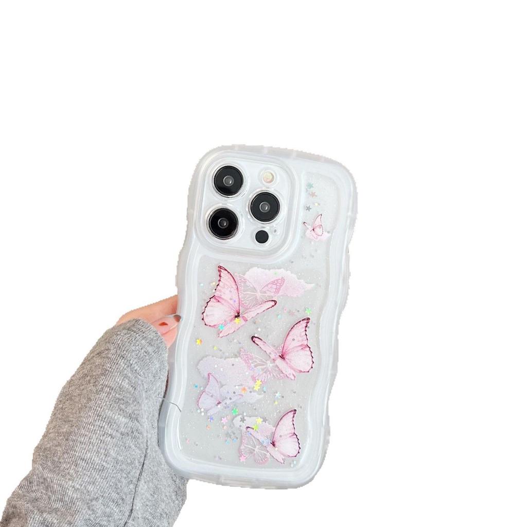 Glitter Resin Butterfly Phone Case for iPhone 15/16/17 Pro Max