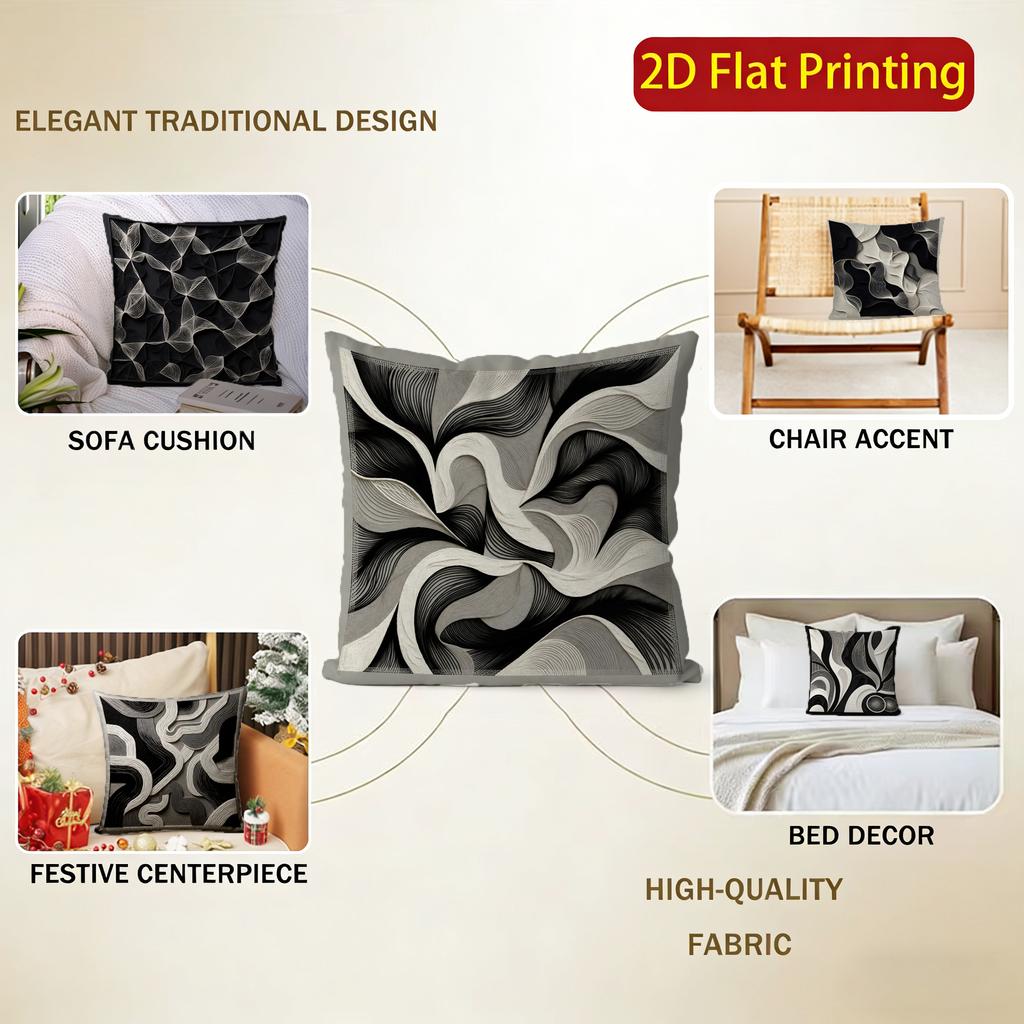 2D Modern Abstract Wave Pattern Digital Pillow Covers Pattern Cushion Cover Suitable For Sofa Bedroom Car Pillow Cover