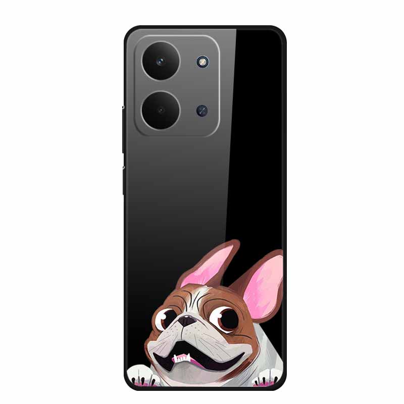 Glas-Rückseite für Redmi 15C 4G Hülle 15 C Niedliche Cartoon-Hülle aus hartem gehärtetem Glas mit weichem Stoßfänger für Redmi 15C Hüllen Coques Fundas