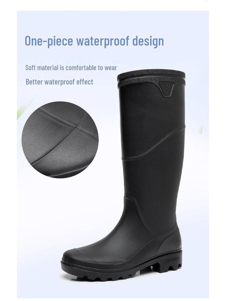 Men's Waterproof High-Top PVC Rubber Boots: Mid-Calf Rain & Construction Labor Protection Shoes