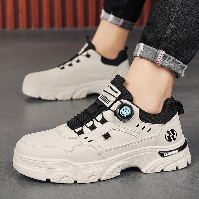 Men's shoes autumn 2025 low-top tooling Martin shoes men's casual leather trendy shoes men's rotating buttons