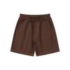 Unisex Elastic Waist Button Placket Sweat Shorts Solid Brown Loose Casual Daily Sports Five Inch Shorts