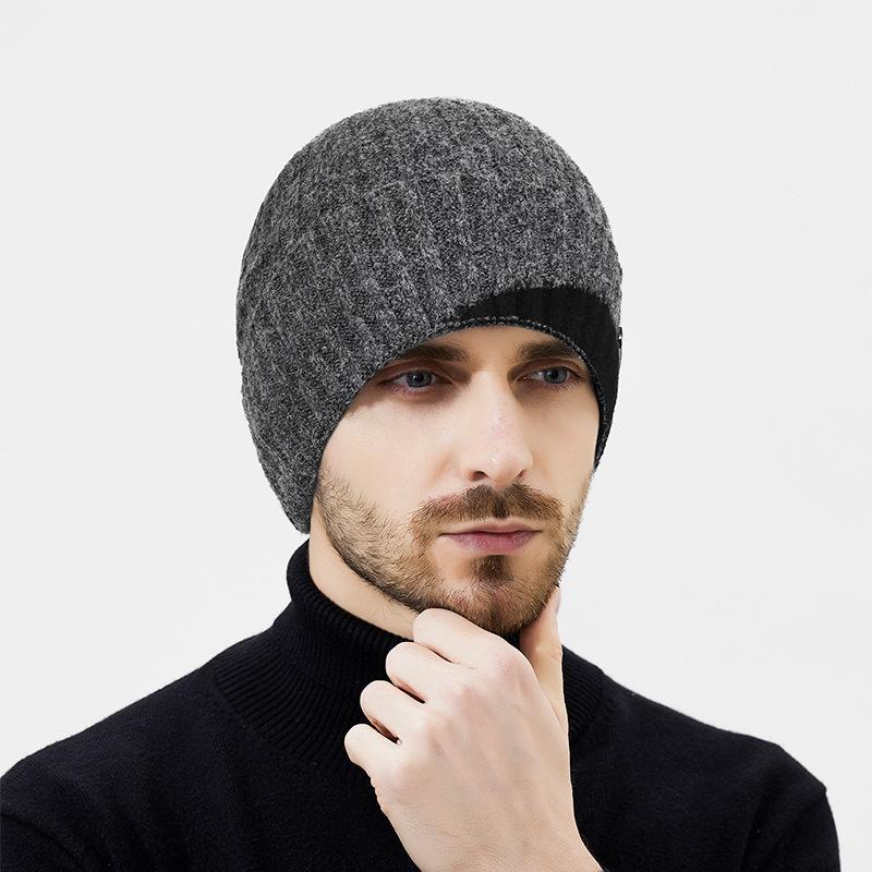 Winter Wool Hat Scarf Two-Piece Warm Wool Hat Men Women Cold-Proof Ear Protection Knitted Hat