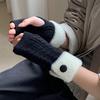 New Knitted Knitted Gloves Soft Elastic Half Finger Mitten Solid Color Fingerless Gloves for Work Study