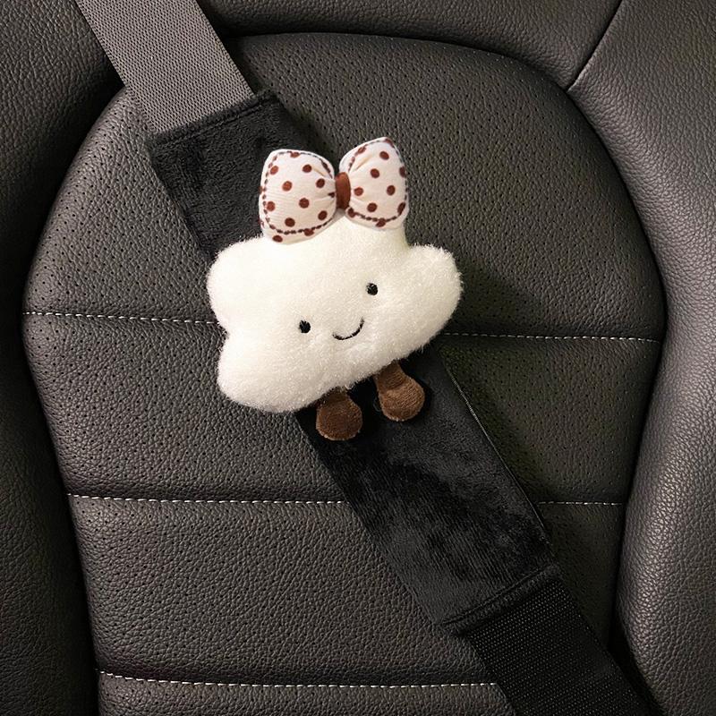 Cute Cartoon Bow Cloud Car Seat Belt Cover Imitation wool Plush Seatbelt Shoulder Pad Protector Auto Neck Support Cushion