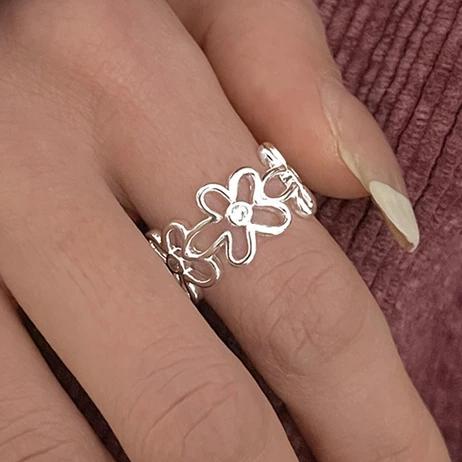 925 Sterling Rings for Women Fashion Geometric Handmade Irregular Strip Ring Party Christmas Gift