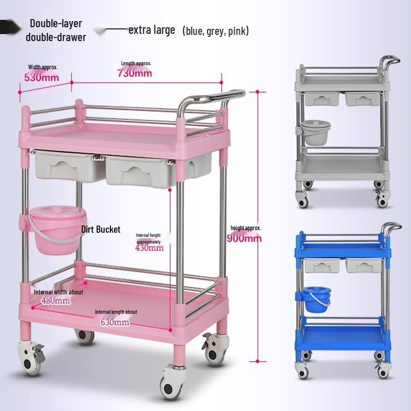 ABS Stainless Steel Small Hospital Storage and Beauty Trolley
