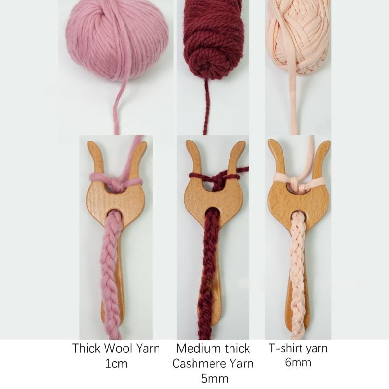 Fourchette de tissage en bois avec pointe courbée, aiguille à tresser, ensemble d'outils de tissage de fil pour débutants, adultes, tressage de cordes, artisanat fait main